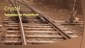 Presentation with race track rain - Beautiful theme featuring fragment-of-a-railway-track backdrop and a tawny brown colored foreground