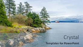  Presentation with british columbia - Cool new PPT theme with fragment of a rocky beach with gorgeous view at ocean british columbia canada backdrop and a light blue colored foreground