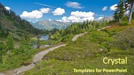  Presentation with trail - Beautiful presentation theme featuring fragment of a trail in mount baker visitor center wa usa backdrop and a tawny brown colored foreground