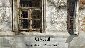  Presentation with building - Presentation theme having fragment of an old rundown background and a light gray colored foreground