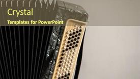  Presentation with accordion instrument - Presentation having fragment-of-classical-retro-bayan background and a violet colored foreground