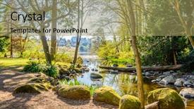  Presentation with vancouver - Beautiful presentation theme featuring fragment of deer lake trail in vancouver canada backdrop and a yellow colored foreground