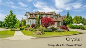  Presentation with landscape - Slide deck consisting of fragment-of-house-with-outdoor background and a coral colored foreground