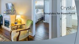  Presentation with room interior design - Beautiful PPT layouts featuring fragment-of-interior-design backdrop and a light blue colored foreground