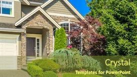  Presentation with luxury house - Colorful slide deck enhanced with fragment of luxury house at sunny day in vancouver canada backdrop and a tawny brown colored foreground