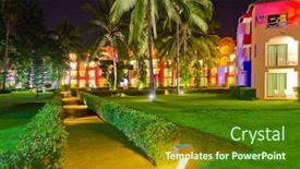  Presentation with luxury resort - Cool new PPT theme with fragment of luxury resort at night backdrop and a tawny brown colored foreground