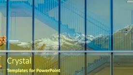  Presentation with apartment buildings - Presentation design consisting of fragment-of-modern-apartment-buildings background and a tawny brown colored foreground