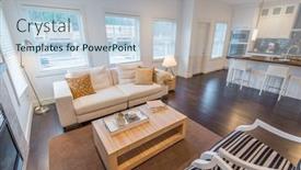  Presentation with dining - Beautiful presentation theme featuring fragment-of-modern-dining-room backdrop and a lemonade colored foreground