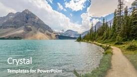  Presentation with mountain lake - Amazing PPT layouts having fragment of mountain bow lake backdrop and a gray colored foreground