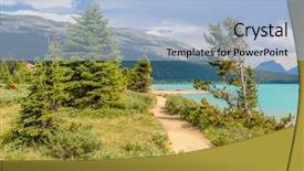  Presentation with canada ontario lake of two - Slide deck consisting of fragment of mountain bow lake background and a light blue colored foreground