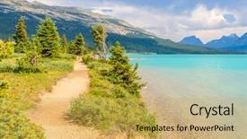  Presentation with canada ontario lake of two - Cool new presentation theme with fragment of mountain bow lake backdrop and a yellow colored foreground