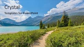  Presentation with mountain and couples - PPT theme enhanced with fragment of mountain bow lake background and a light blue colored foreground