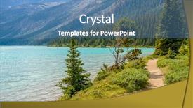  Presentation with mountain lake - PPT theme having fragment of mountain bow lake background and a  colored foreground