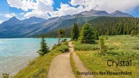  Presentation with give me that mountain - Slides enhanced with fragment of mountain bow lake background and a gold colored foreground