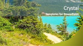  Presentation with mountain lake - Amazing presentation theme having fragment of mountain bow lake backdrop and a seafoam green colored foreground