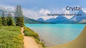  Presentation with married couples on the mountain - Cool new slide set with fragment of mountain bow lake backdrop and a  colored foreground