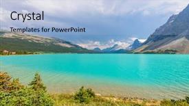  Presentation with rock climbing to top of mountain - Colorful presentation enhanced with fragment of mountain bow lake backdrop and a light blue colored foreground