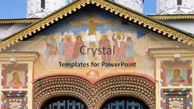  Presentation with ornament - Colorful slide set enhanced with fragment of ornament of facade of old chapel backdrop and a coral colored foreground