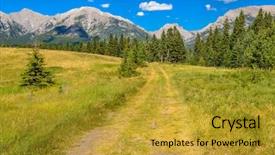  Presentation with canada - Amazing presentation theme having fragment of quarry lake trail in banff alberta canada backdrop and a gold colored foreground