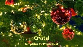  Presentation with christmas tree - Colorful presentation theme enhanced with fragment of the christmas tree backdrop and a tawny brown colored foreground