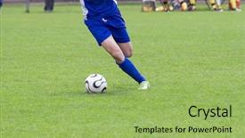  Presentation with football play diagram - Beautiful slide set featuring fragment of the football soccer backdrop and a  colored foreground