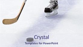  Presentation with puck - Colorful PPT layouts enhanced with fragment of the ice hockey backdrop and a sky blue colored foreground