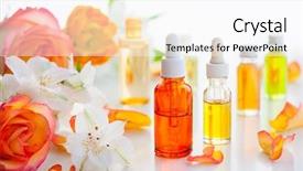  Presentation with fragrance - Theme enhanced with fragrance - bottles of essential aromatic oils background and a white colored foreground