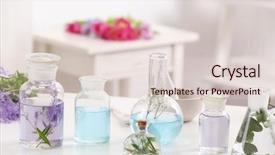  Presentation with oils - PPT layouts having fragrance - bottles with different perfume oils background and a lemonade colored foreground