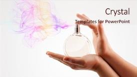  Presentation with fragrance - Presentation design with fragrance - close up of woman hands background and a sky blue colored foreground