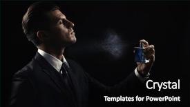  Presentation with fragrance - Audience pleasing slide deck consisting of fragrance - handsome man with bottle spraying backdrop and a black colored foreground
