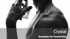  Presentation with fragrance - Presentation enhanced with fragrance - handsome man with bottle background and a dark gray colored foreground