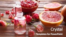  Presentation with fragrance - Theme with fragrance - perfume bottles roses and fresh background and a tawny brown colored foreground