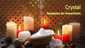  Presentation with candles - PPT layouts consisting of fragrance air - aroma lamp and candles background and a tawny brown colored foreground
