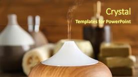  Presentation with diffuser - Cool new slide deck with fragrance air - oil diffuser on blurred background backdrop and a tawny brown colored foreground