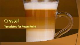  Presentation with fragrant - Audience pleasing slide deck consisting of fragrant appuccino latte in glass cup and cinnamon on wooden table on brown background backdrop and a tawny brown colored foreground