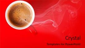 Presentation with fragrant - Audience pleasing PPT theme consisting of fragrant coffee on a red backdrop and a crimson colored foreground