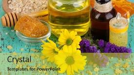  Presentation with oils - Amazing PPT theme having part of purple lotus water lilly pollen backdrop and a tawny brown colored foreground