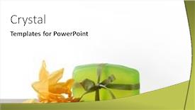  Presentation with fragrant - Cool new PPT theme with fragrant-kiwi-soap-on-white backdrop and a white colored foreground