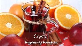  Presentation with fragrant - Slide set enhanced with fragrant mulled wine in glass on napkin and wooden table close-up background and a tawny brown colored foreground