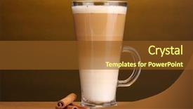  Presentation with fragrant - Colorful PPT theme enhanced with fragrant offee latte in glass backdrop and a tawny brown colored foreground