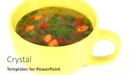  Presentation with fragrant - Colorful presentation design enhanced with fragrant-soup-in-cup-isolated backdrop and a blonde colored foreground