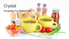  Presentation with fragrant - Amazing slide deck having fragrant soup in cups isolated on white backdrop and a white colored foreground