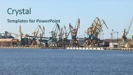  Presentation with dock - Presentation theme enhanced with fraight transport - industrial dock with cranes background and a  colored foreground