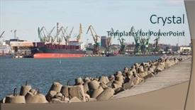  Presentation with dock - Audience pleasing slide deck consisting of fraight transport - industrial dock with cranes backdrop and a  colored foreground
