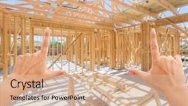  Presentation with new home - Colorful slide set enhanced with frame - hands framing inside new home backdrop and a coral colored foreground