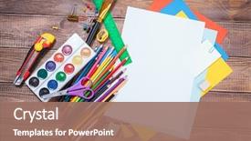  Presentation with creativity - Presentation theme having kids frame - items for children's creativity background background and a coral colored foreground