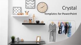  Presentation with baby - PPT layouts consisting of frame - shelves with hanger in modern background and a white colored foreground