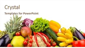  Presentation with fresh fruits vegetables - Presentation theme consisting of frame - wide collage of fresh fruits background and a cream colored foreground