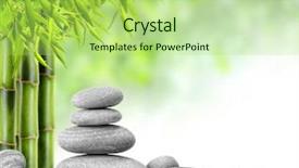  Presentation with zen stones - Presentation design with frame border - zen basalt stones and bamboo background and a mint green colored foreground