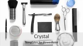  Presentation with shaving - Audience pleasing slides consisting of frame cosmetic - black photo shaving set backdrop and a light gray colored foreground